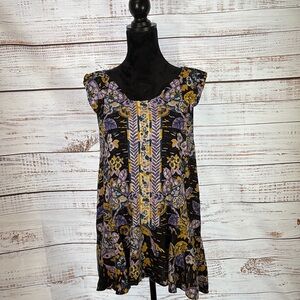 Free People Black and Purple Floral Dress/ shirt